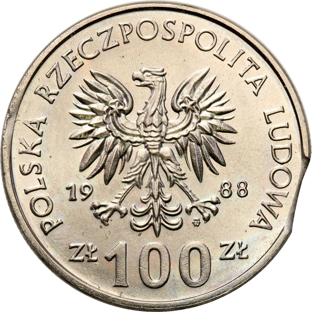 PRL. 100 złotych 1988 Jadwiga - DESTRUKT